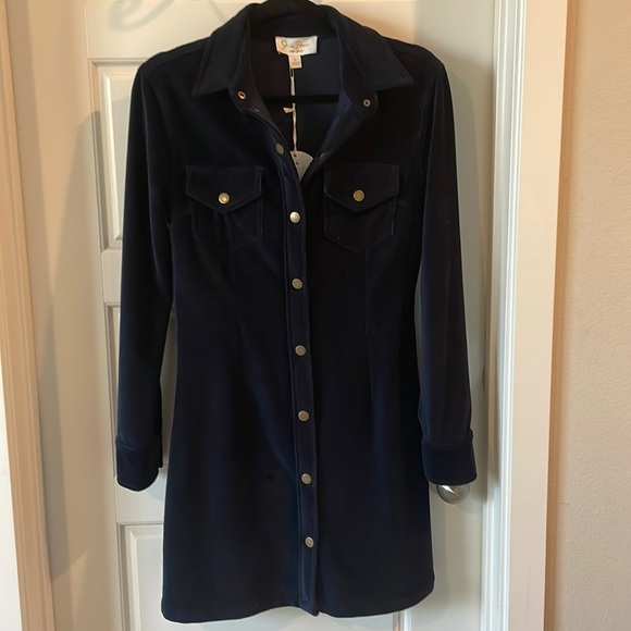 NWT Julie Brown Navy Blue Corduroy Dress - Small - Picture 2 of 3